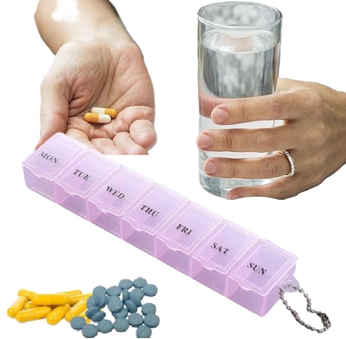 Medicine Storage Boxes 7 Days | Pill Box | Pill Box | Pill Planner | With Day Indicator | 7 Compartments | V1188-MS101-00035-1