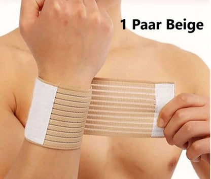 1 Pair Adjustable Wrist Bandage With Velcro | Wrist Support | Wrist Protector | Bandage | One Size | Beige V1188-MS101-00044-1