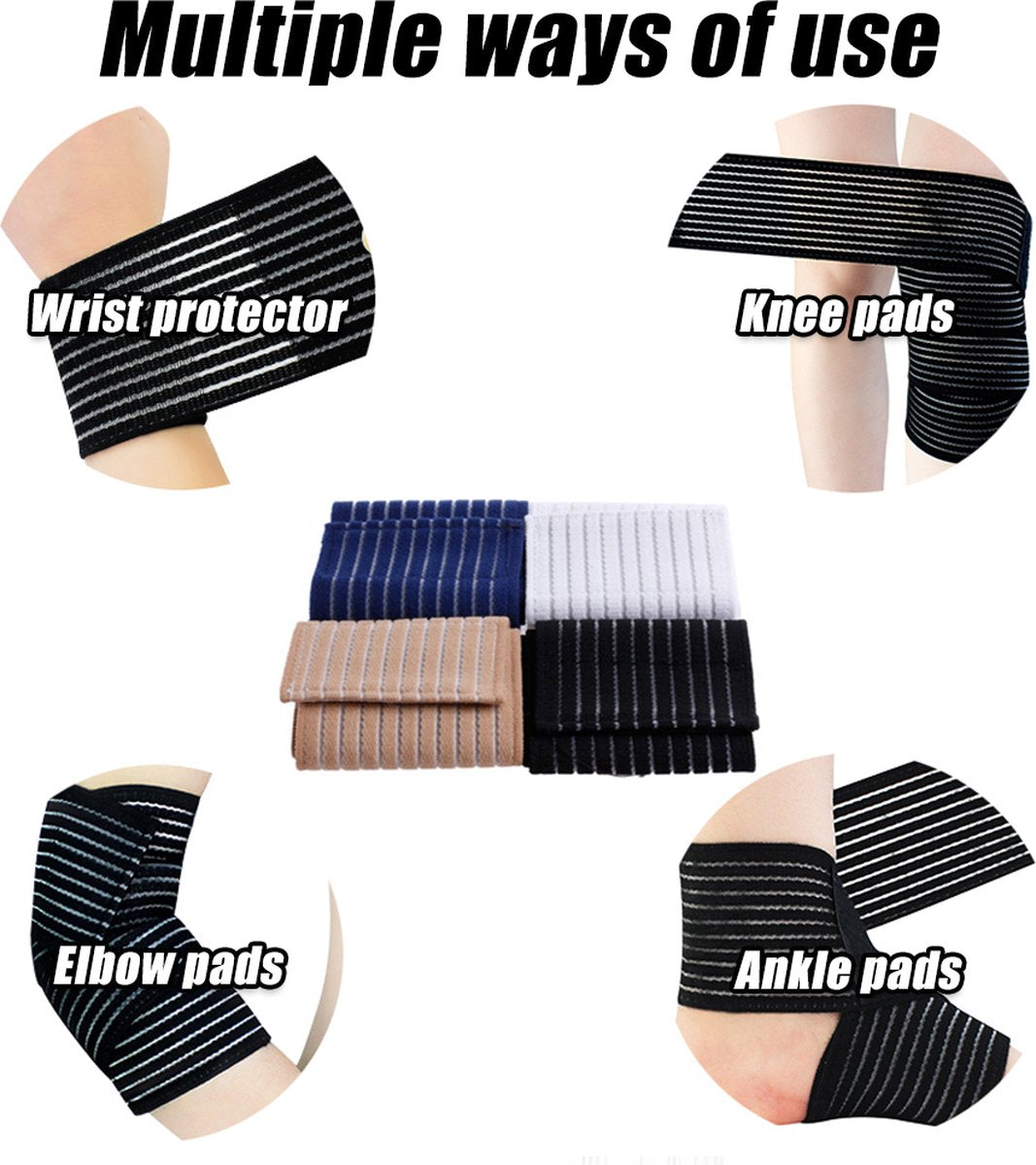 1 Pair Adjustable Wrist Bandage With Velcro | Wrist Support | Wrist Protector | Bandage | One Size | Beige V1188-MS101-00044-1
