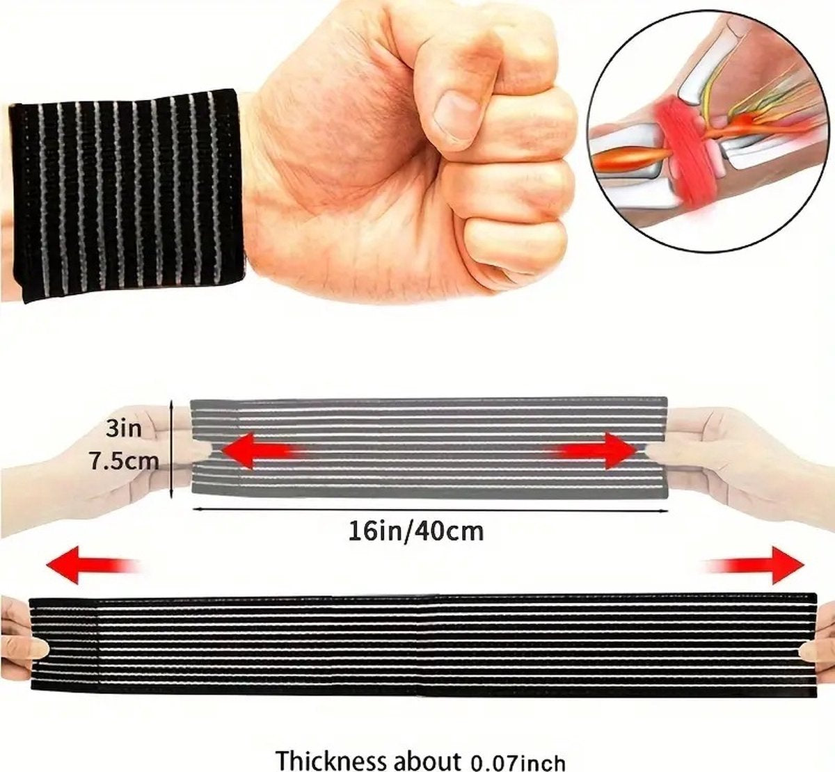 1 Pair Adjustable Wrist Bandage With Velcro | Wrist Support | Wrist Protector | Bandage | One Size | Beige V1188-MS101-00044-1