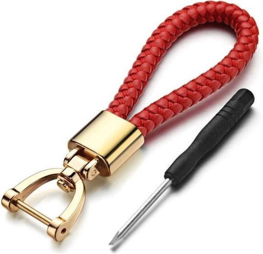 Car Keychain | Key Holder | Leather Keychain | Universal | Red / Gold V1188-MS101-00057-1