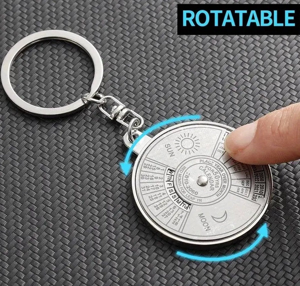 50 Years Keychain | Perpetual Calendar | Calendar Keychain | Stainless Steel | Silver V1188-MS101-00061-1