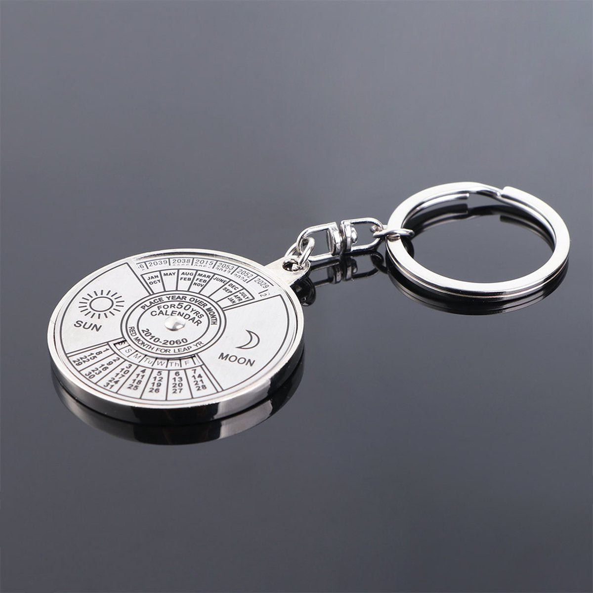50 Years Keychain | Perpetual Calendar | Calendar Keychain | Stainless Steel | Silver V1188-MS101-00061-1