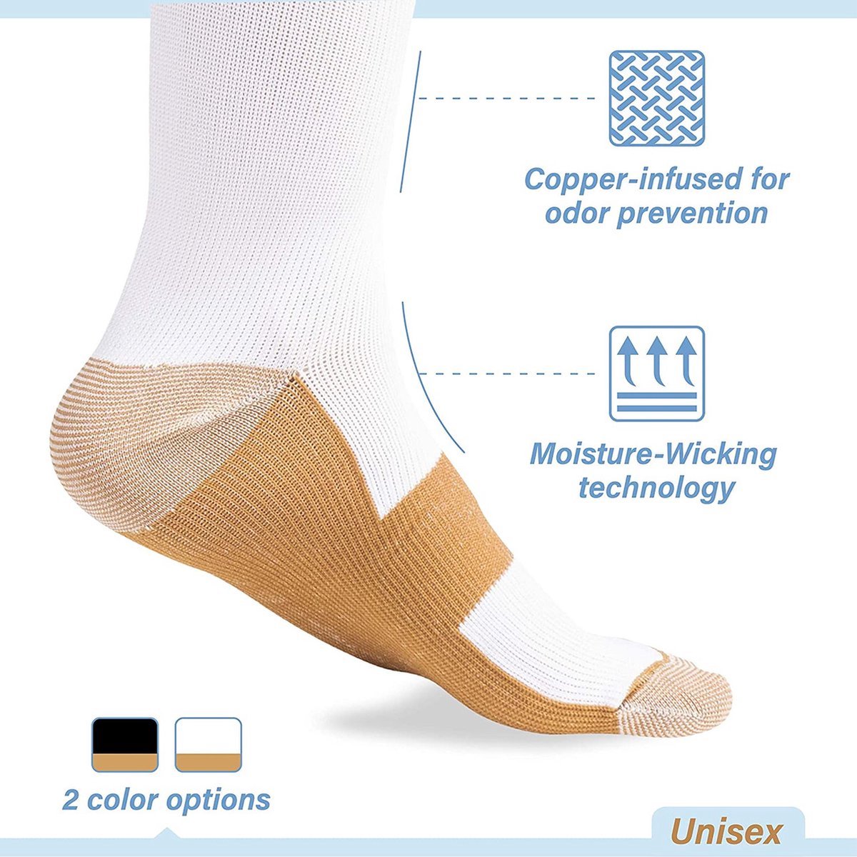 Copper Compression Stockings | Compression Socks | Support Stockings | Sports Socks II Airplane Socks | Size V1188-MS101-00062-1