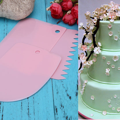 Dough Scraper | Cake Scraper | Dough Cutter | Dough Scraper | 3-Piece | Pink V1188-MS101-00070-1