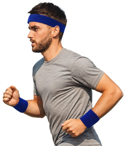 Set of Headband and 2x Wristbands | Sweatband | Sweatbands 6x8 CM | Head and Wrist | Sports Bands | Dark Blue V1188-MS101-00078-1
