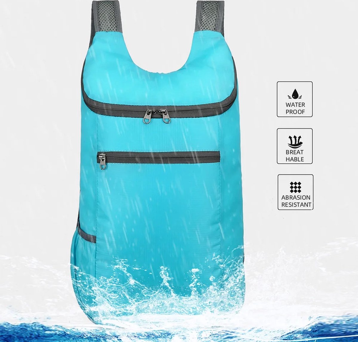 Foldable Lightweight Backpack | Backpack | Splashproof | 2 Compartments with Water Bottle Holder | Incl. V1188-MS101-00079-1