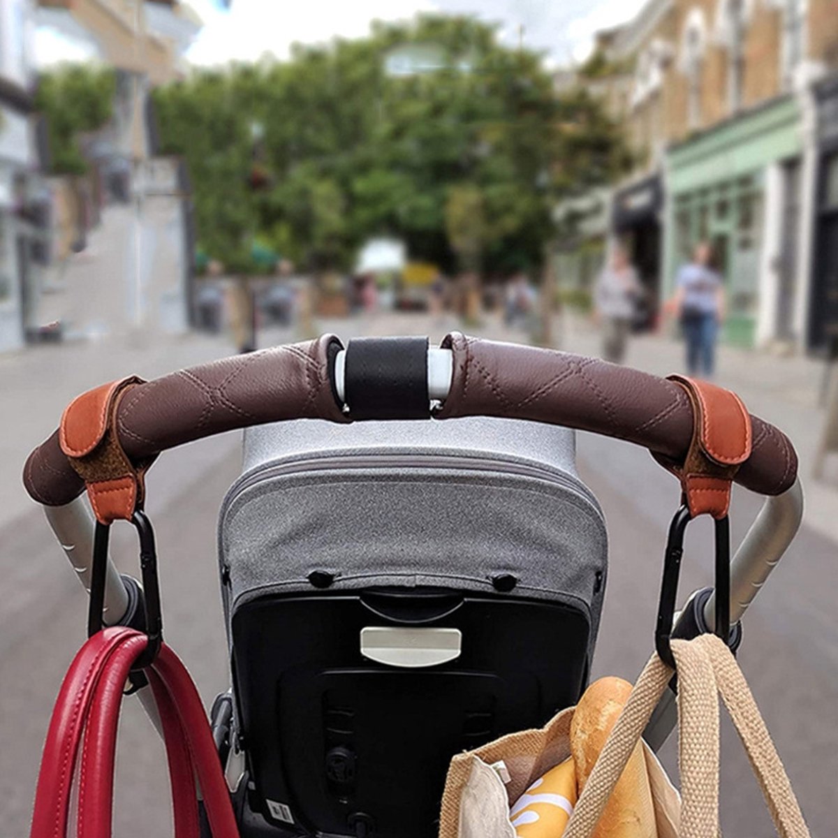 Stroller Bag Hook | Bag Hanger | Stroller Carabiner | Buggy Hook | 1 Piece | Grey V1188-MS101-00082-1