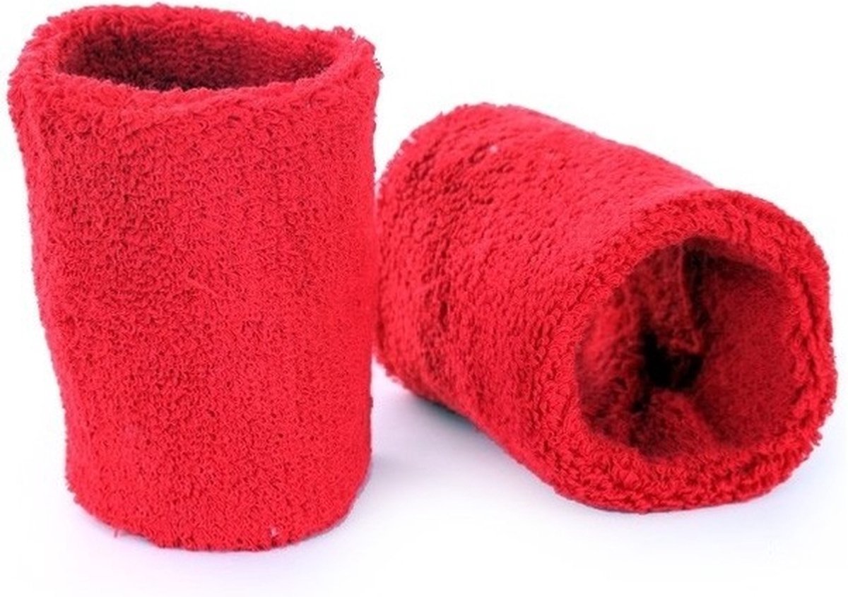 Red wrist sweatbands for adults set of 2 - Sports bands V1188-MS101-00088-1
