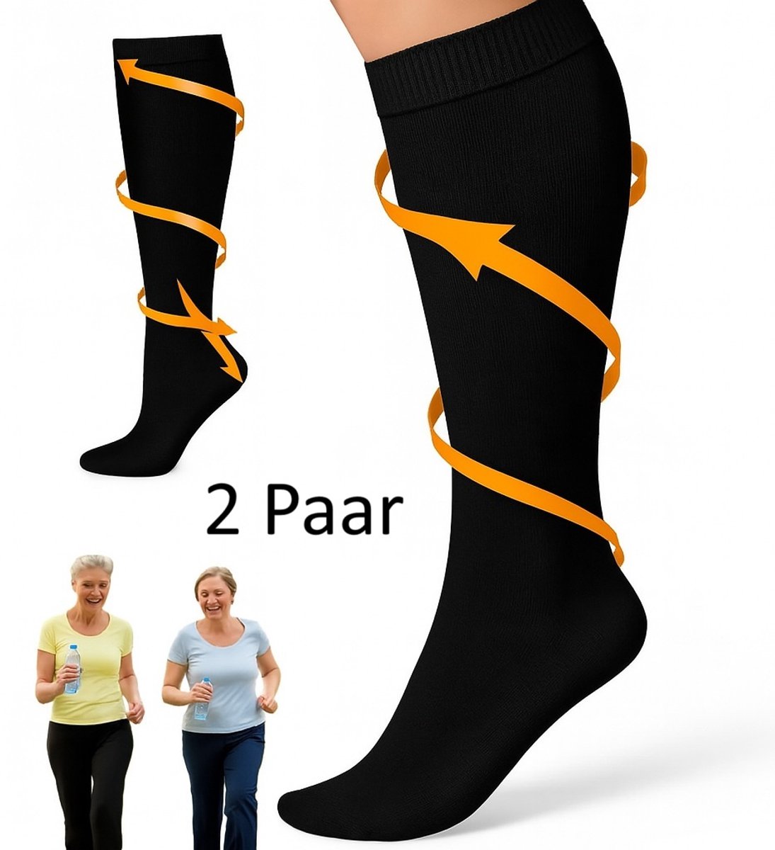 Duo Pack Compression Socks | Compression Stockings | Support Socks | Airplane Socks | Anti-Fatigue | Size V1188-MS101-00092-1