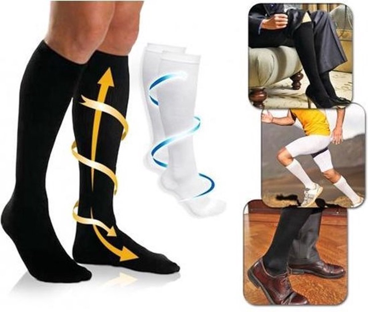 Duo Pack Compression Socks | Compression Stockings | Support Socks | Airplane Socks | Anti-Fatigue | Size V1188-MS101-00092-1