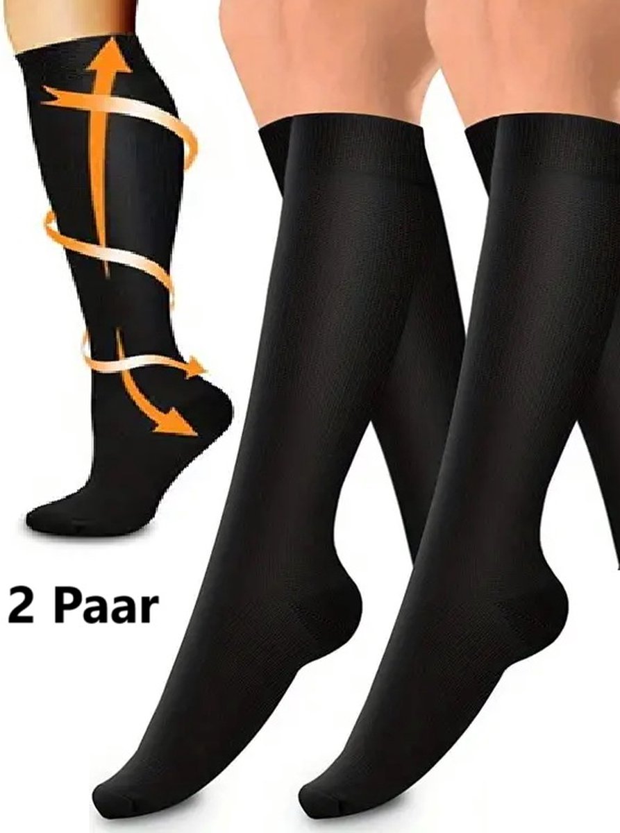 Duo Pack Compression Socks | Compression Stockings | Support Socks | Airplane Socks | Anti-Fatigue | Size V1188-MS101-00092-1