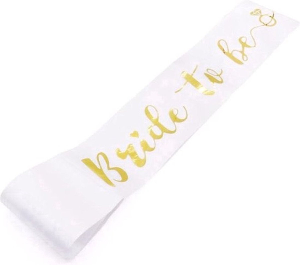 Bride To Be Sash | Bachelorette Party Sash | 80 Cm | White with Gold V1188-MS101-00109-1
