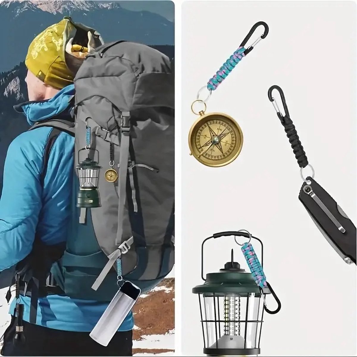 Paracord Survival Keychain with Carabiner | Emergency Kit | Extra Strong | Blue V1188-MS101-00112-1