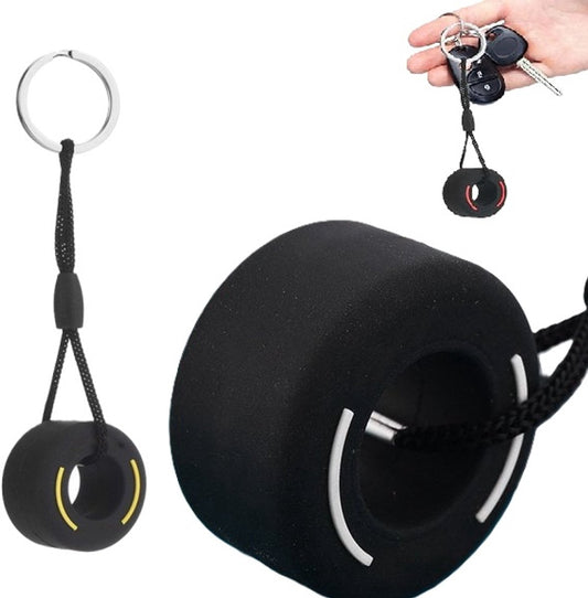 Racing Tire Keychain | Car Tire Key Holder | Racing Tire Keychain | Universal | Car Accessories | Black/White V1188-MS101-00117-1