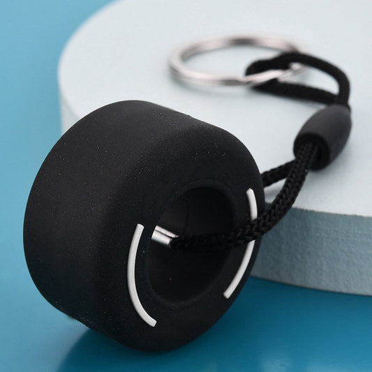 Racing Tire Keychain | Car Tire Key Holder | Racing Tire Keychain | Universal | Car Accessories | Black/White V1188-MS101-00117-1