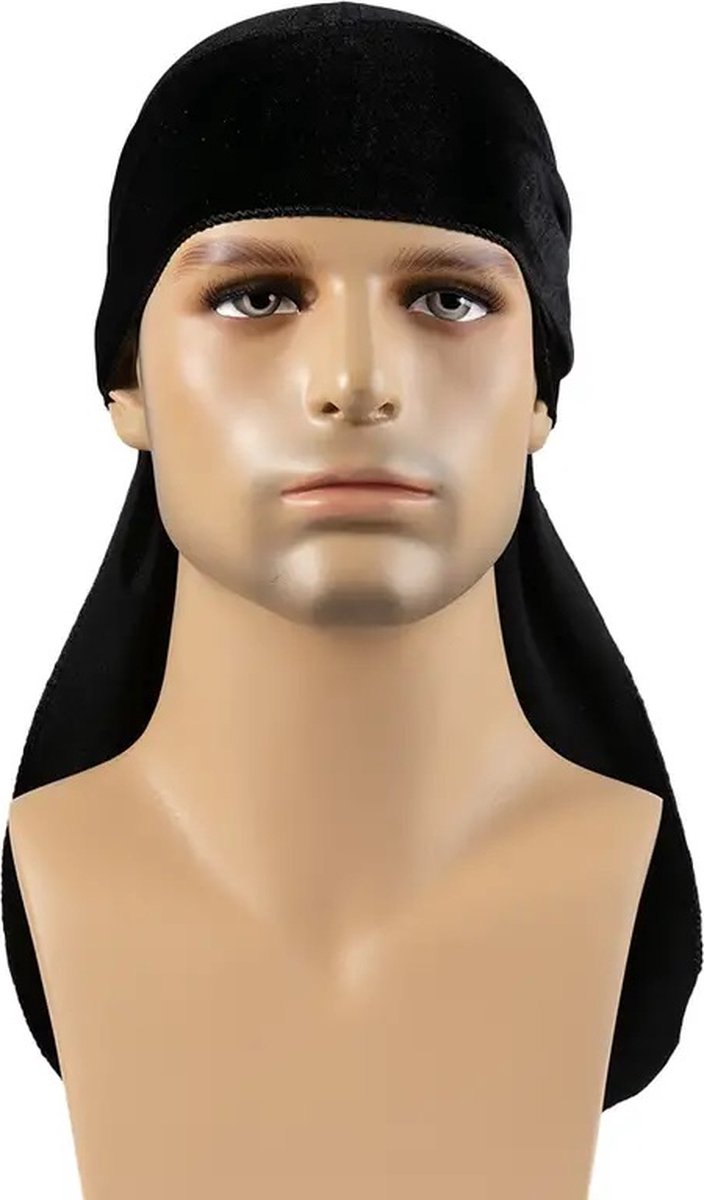 Durag Bandana | Silky Soft | Headscarf | Headband | Hairnet | Moisture Absorbing | Unisex | Black V1188-MS101-00118-1