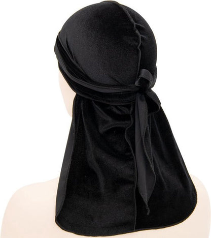 Durag Bandana | Silky Soft | Headscarf | Headband | Hairnet | Moisture Absorbing | Unisex | Black V1188-MS101-00118-1