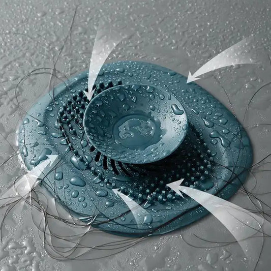 Luxury Shower Drain - Hair Catcher - Sink Stopper - Drain Plug - Silicone - Dark Blue V1188-MS101-00123-1