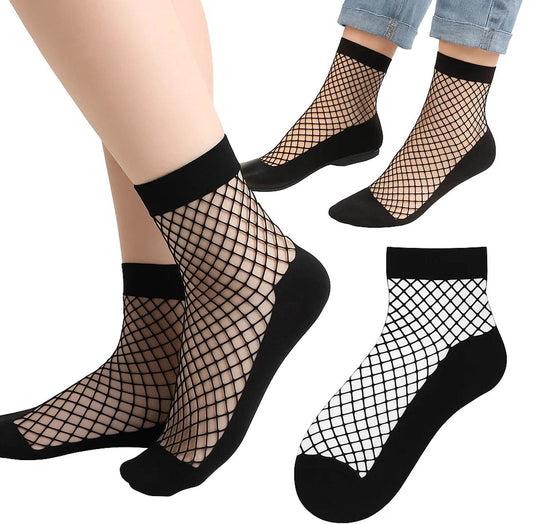 3 Pairs of Fishnet Socks for Women | Trendy Socks | Fishnet Stockings | Thin Mesh Socks | With Anti-slip | V1188-MS101-00126-1