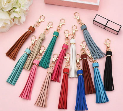Tassel keychain | leather (PU) / women / men / bag charm / car - leather lanyard CORAL RED V1188-MS101-00137-1