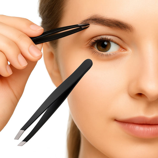 Eyebrow Plucking Tweezers Stainless Steel | Eyebrow Hair Removal | Facial Hair Removal | 8.5 CM | Black V1188-MS101-00138-1