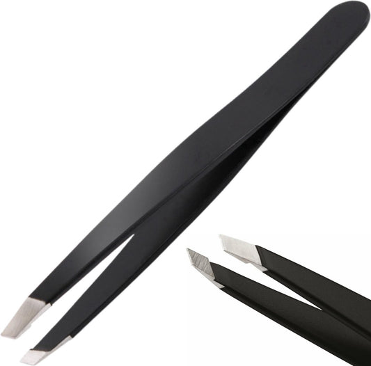 Eyebrow Plucking Tweezers Stainless Steel | Eyebrow Hair Removal | Facial Hair Removal | 8.5 CM | Black V1188-MS101-00138-1