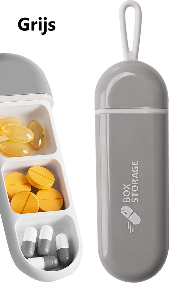 Portable | Pill Box | Pill Box | Medicine Box | Waterproof | Pill Box Tube | 3 Compartments | Incl. Hanging V1188-MS101-00139-1