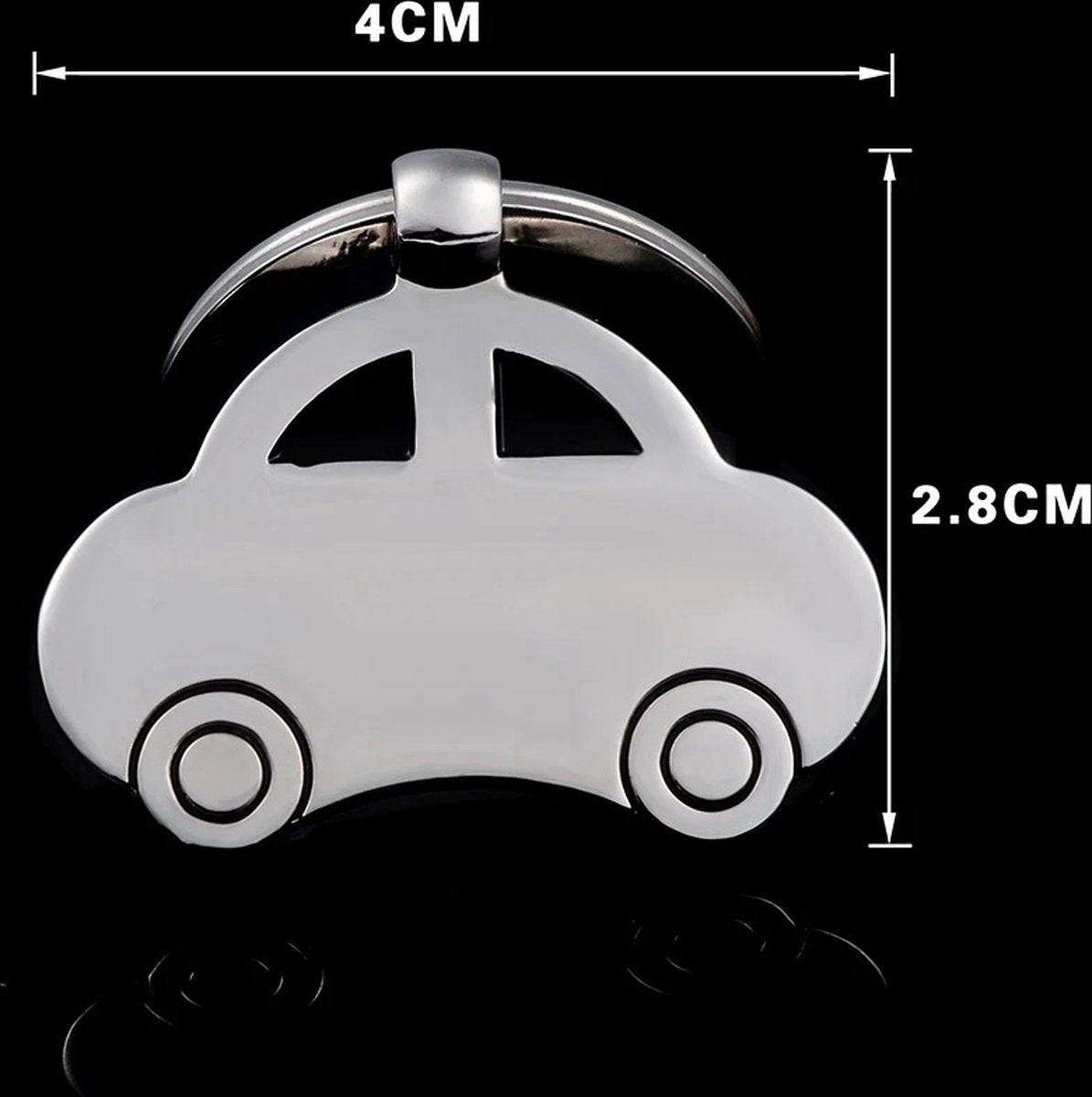 Car Keychain | 4 x 2.8 CM | Metal | Silver V1188-MS101-00140-1