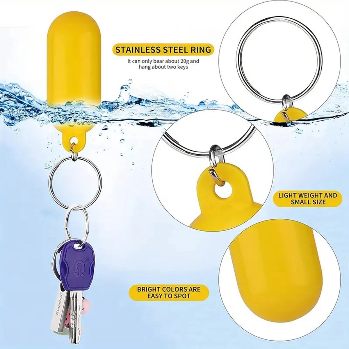 Floating Keychain I ABS I Bumper I Key Driver I Floating I Oval I White V1188-MS101-00148-1