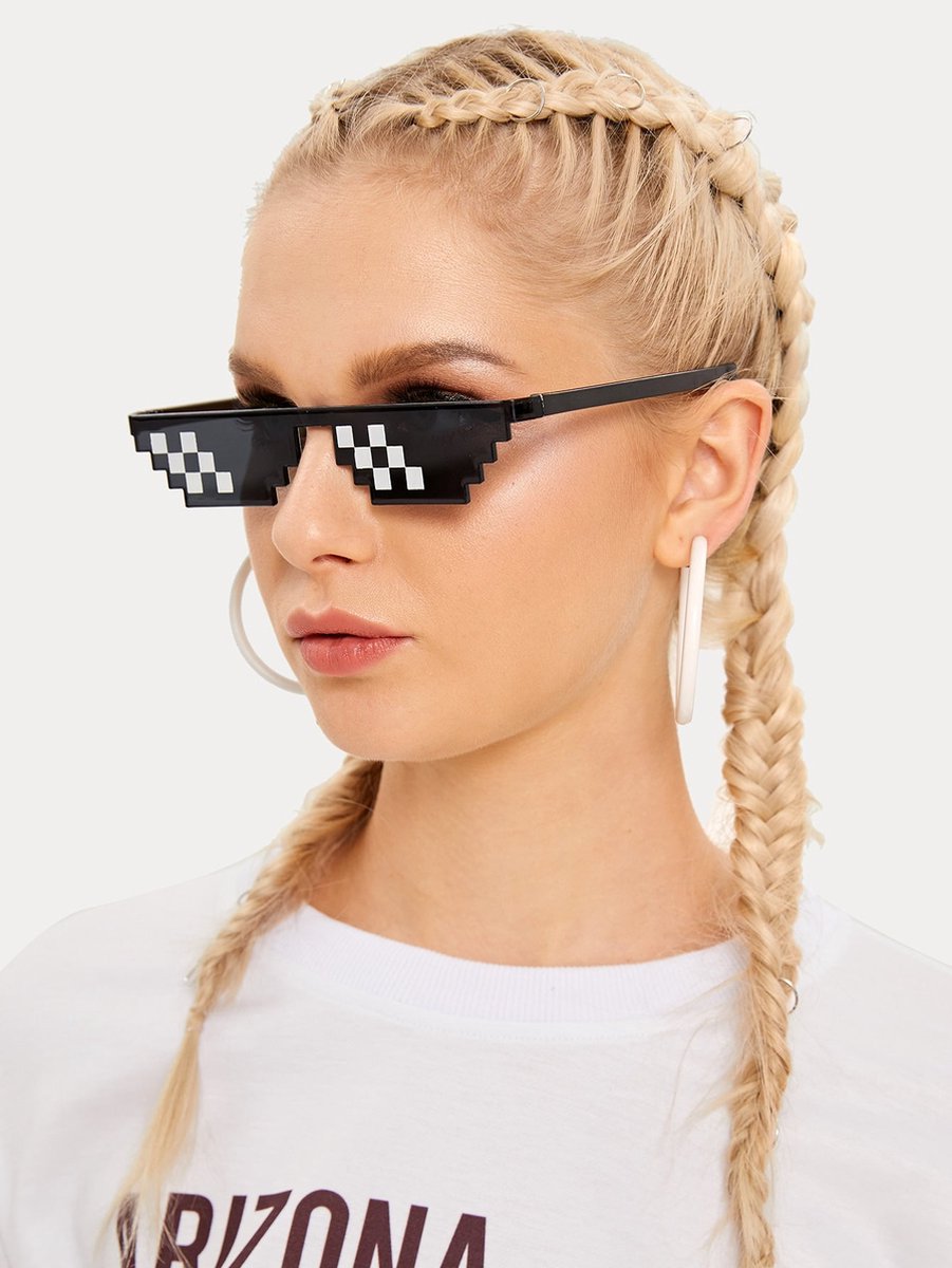 Marvies Thug Life Sunglasses | Black | 6 Pixels | Black | Sunglasses | Glasses V1188-MS101-00149-1