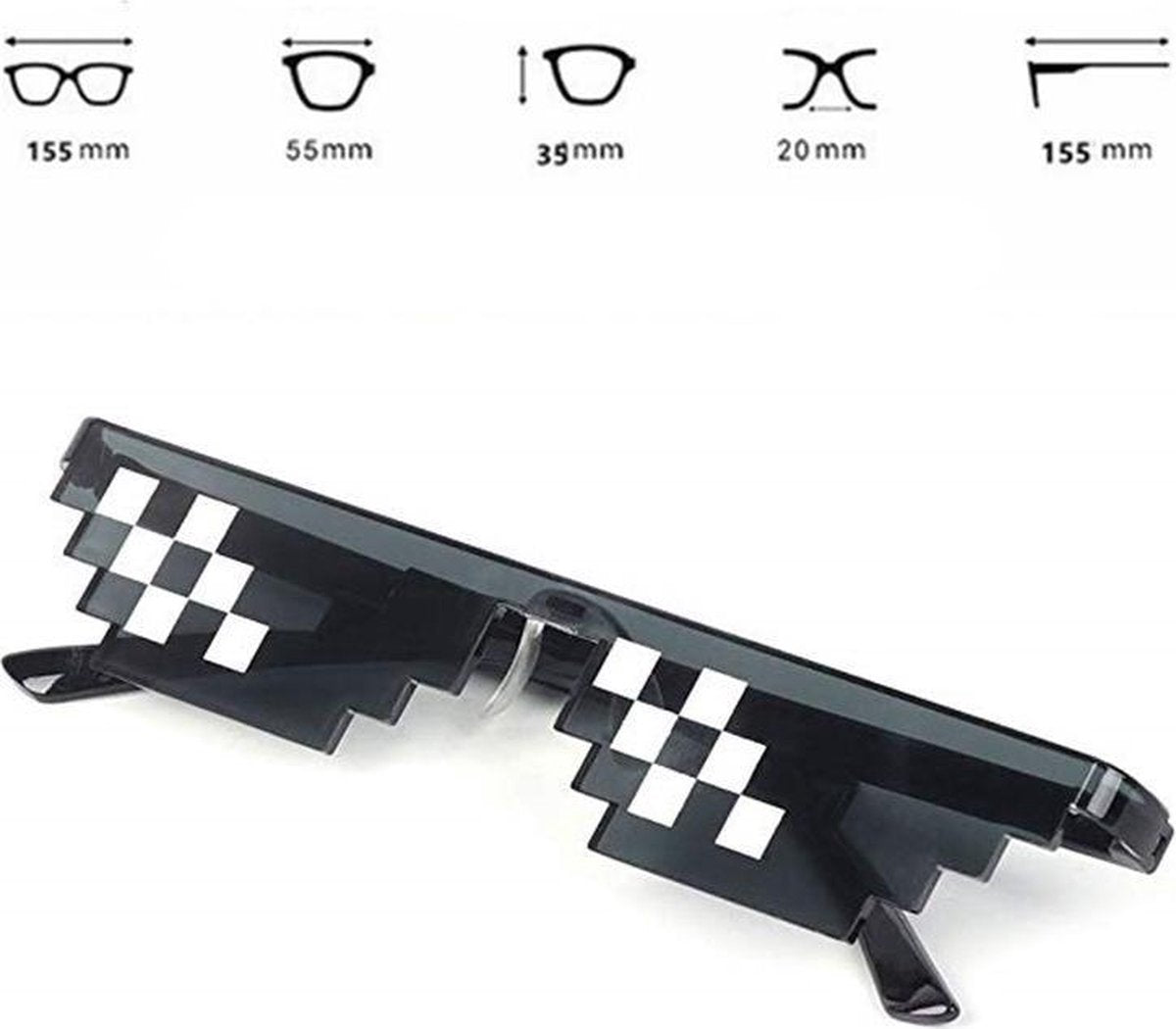 Marvies Thug Life Sunglasses | Black | 6 Pixels | Black | Sunglasses | Glasses V1188-MS101-00149-1