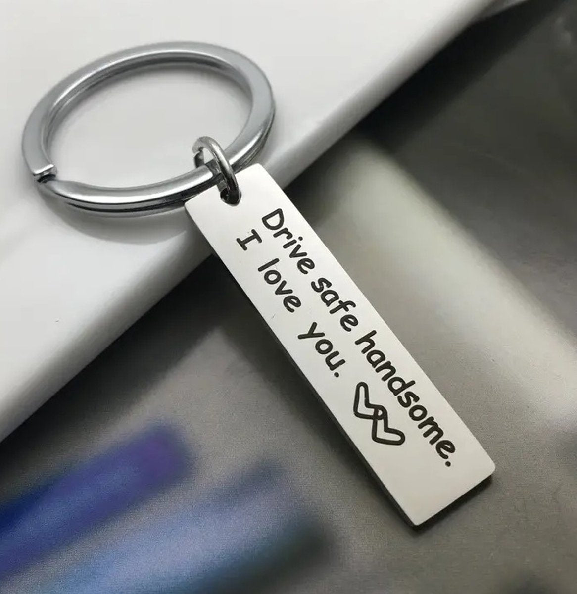 Keychain Drive Safe Handsome II Love You I Silver V1188-MS101-00161-1