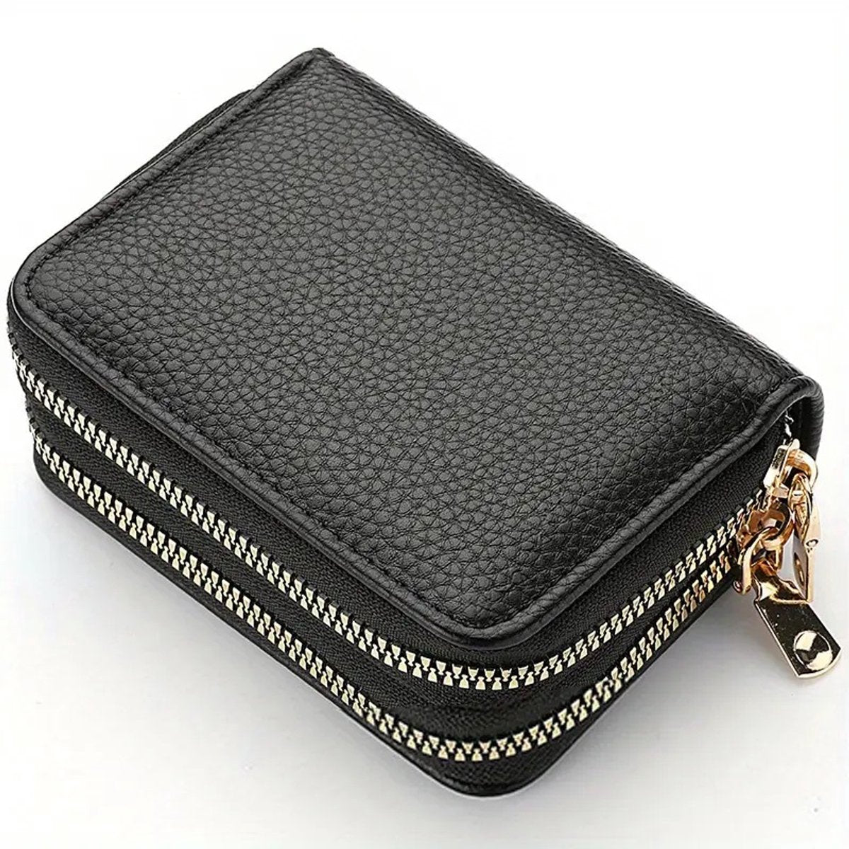 Luxury Double Zipper Wallet & Card Holder | Wallet | For Letters, 11 Cards & Coins | PU Leather | Black V1188-MS101-00164-1