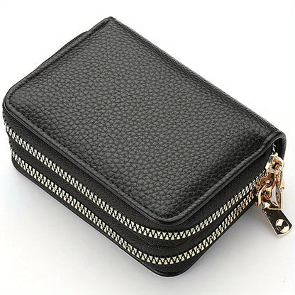 Luxury Double Zipper Wallet & Card Holder | Wallet | For Letters, 11 Cards & Coins | PU Leather | Black V1188-MS101-00164-1
