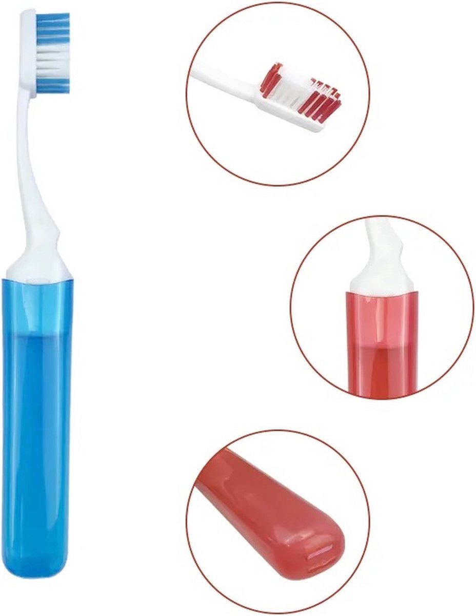 Portable Foldable Travel Toothbrush | With Soft Bristles | Space-Saving | With Case | Blue V1188-MS101-00173-1