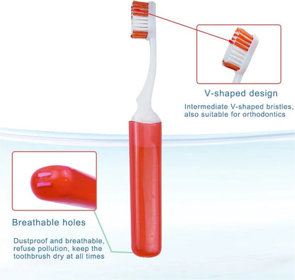 Portable Foldable Travel Toothbrush | With Soft Bristles | Space-Saving | With Case | Blue V1188-MS101-00173-1