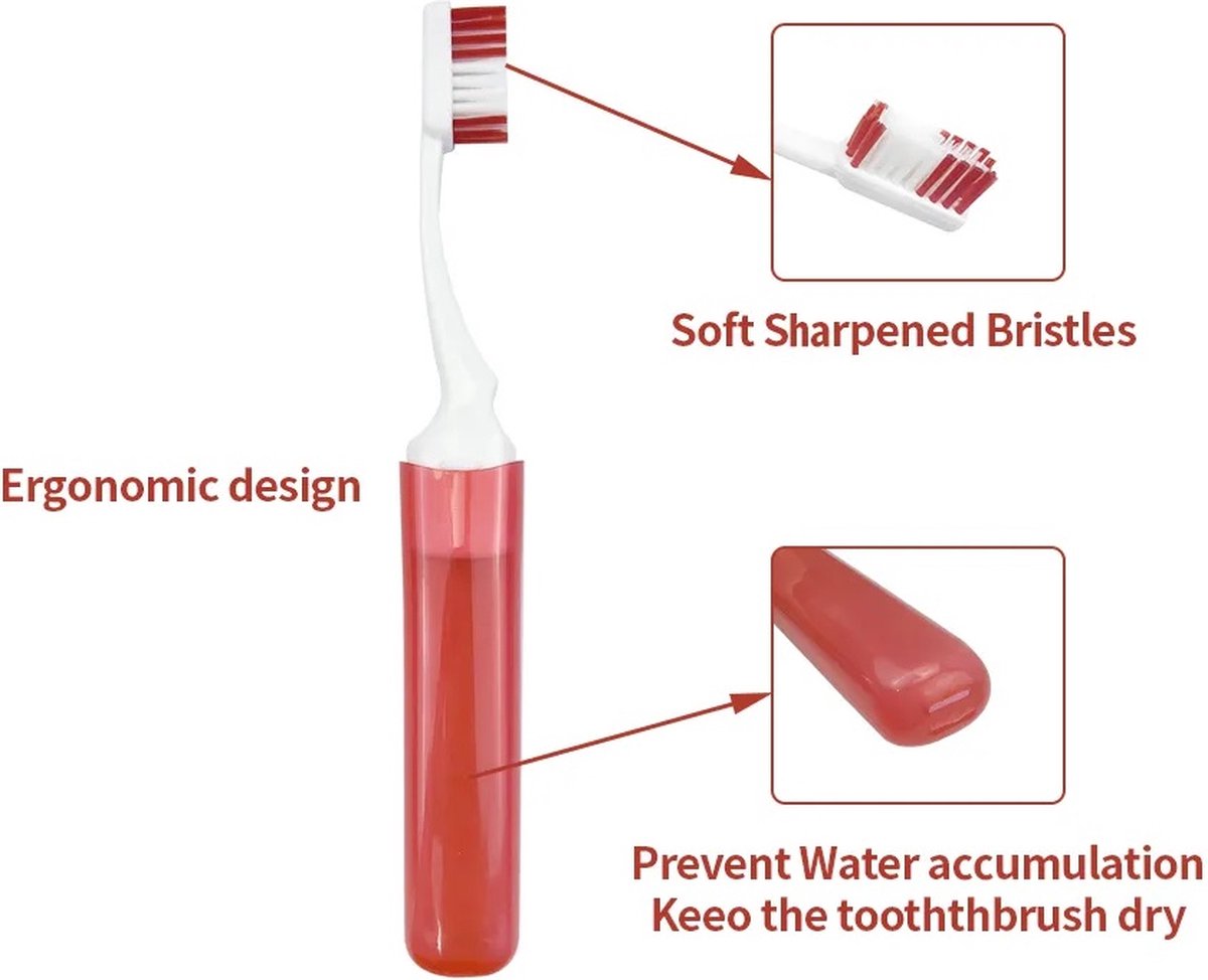 Portable Foldable Travel Toothbrush | With Soft Bristles | Space-Saving | With Case | Blue V1188-MS101-00173-1