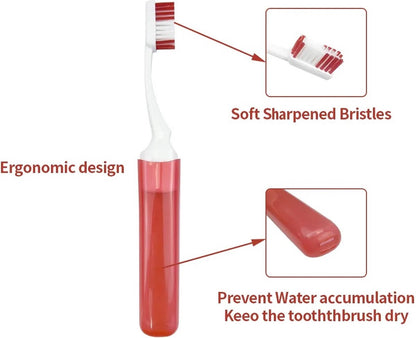 Portable Foldable Travel Toothbrush | With Soft Bristles | Space-Saving | With Case | Blue V1188-MS101-00173-1