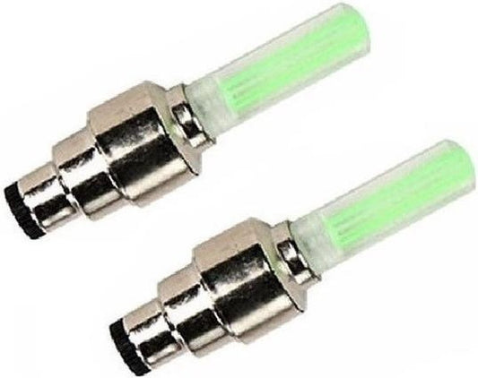 2x Bicycle light valve color deluxe green - wheel LED incl. batteries - valve lighting / valve lights V1188-MS101-00174-1