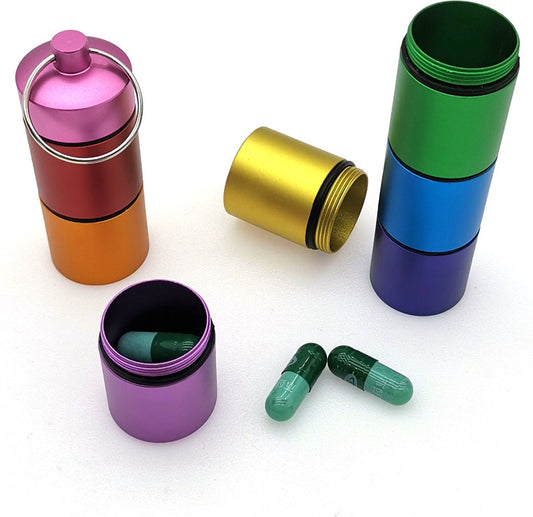 Pill Box | Pill Box | Medicine Box | Reversible | Aluminum | Pill Box Tube | 8 Compartments | Reversible | V1188-MS101-00175-1