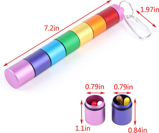 Pill Box | Pill Box | Medicine Box | Reversible | Aluminum | Pill Box Tube | 8 Compartments | Reversible | V1188-MS101-00175-1
