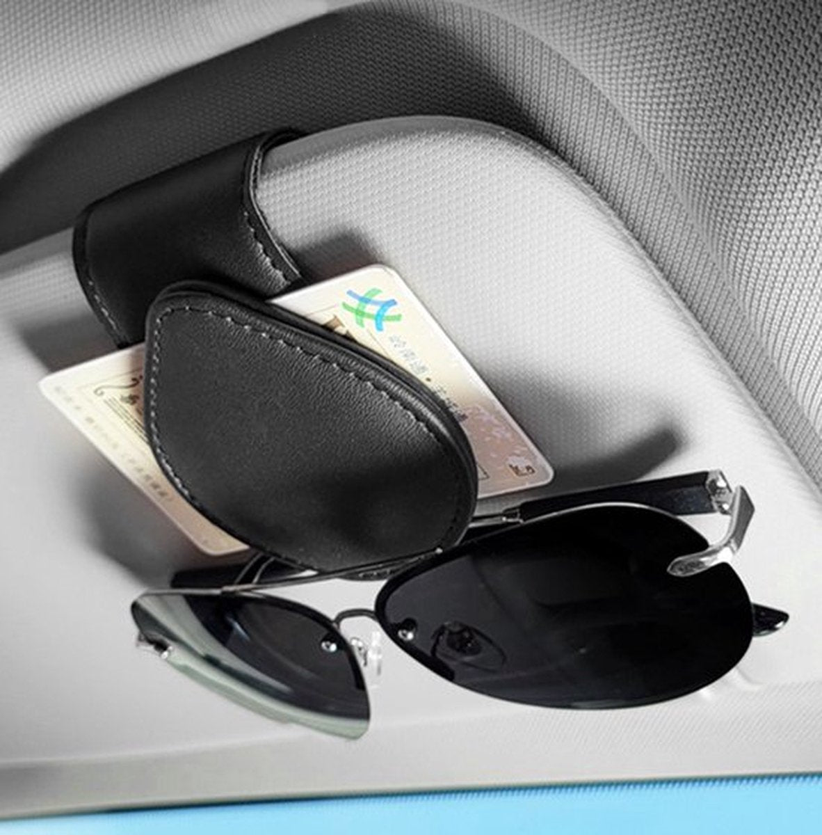 PU Leather Car Sunglasses Holder | Sun Visor Holder | Glasses Holder | Reading Glasses Holder | Storage Clip V1188-MS101-00183-1
