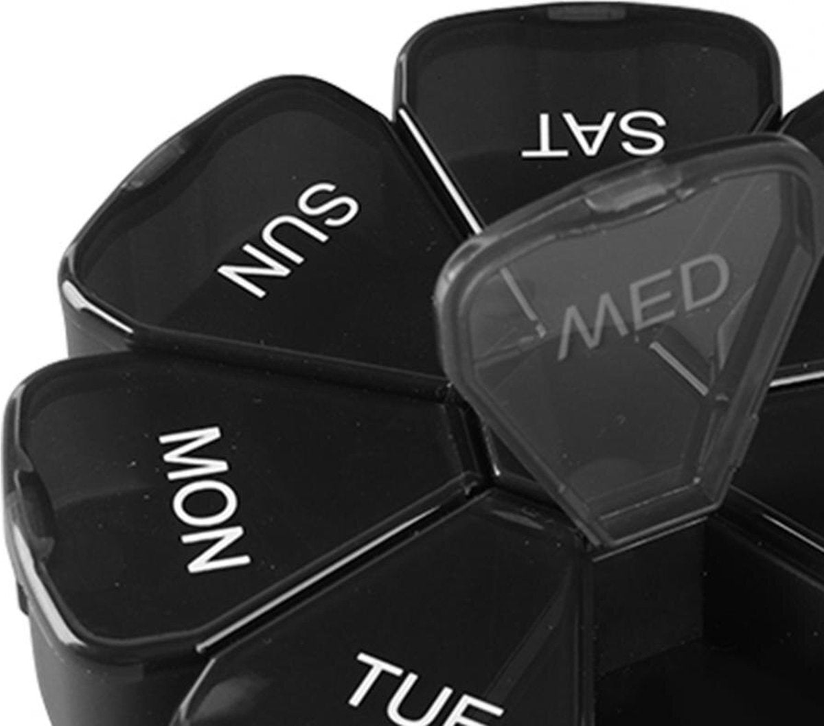 Round Flower Medicine Box | Pill Box | Pill Box | Medicine Box | Pill Box | 7 Days | Black V1188-MS101-00187-1