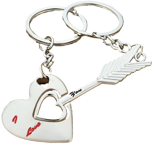 Heart and Arrow Keychain 2-piece I Love You I Couple Keychain I Two-piece Heart Keychain V1188-MS101-00190-1