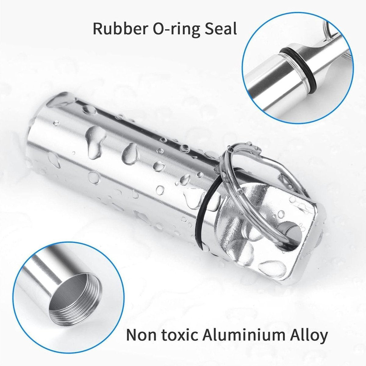 Luxury Pill Box Keychain | Medicine Box | Pill Box | Pill Container | Aluminum | Waterproof | Blue V1188-MS101-00193-1