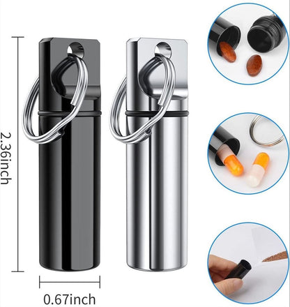 Luxury Pill Box Keychain | Medicine Box | Pill Box | Pill Container | Aluminum | Waterproof | Blue V1188-MS101-00193-1
