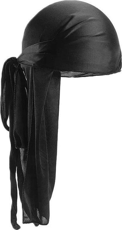 Durag Bandana | Silky Soft | Headscarf | Headband | Hairnet | Unisex | Black V1188-MS101-00210-1