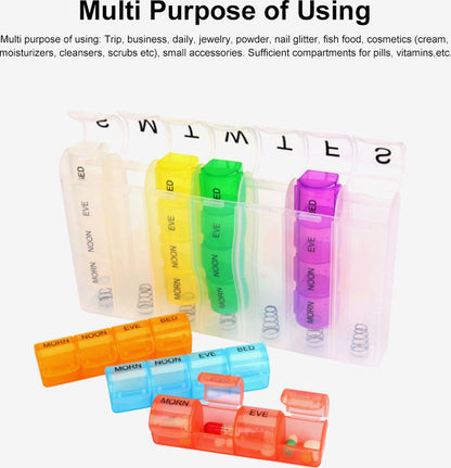 7-day pill box with 4 daily compartments - Automatic opening - 28-compartment pill box - Medicine box - Pill V1188-MS101-00213-1