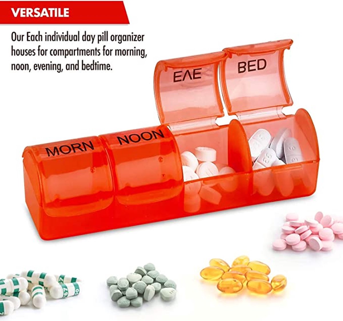 7-day pill box with 4 daily compartments - Automatic opening - 28-compartment pill box - Medicine box - Pill V1188-MS101-00213-1